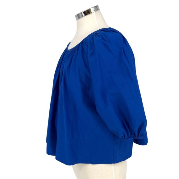 Madewell Shirred Puff-Sleeve Top Blue Cotton Silk Size Small NWT - Picture 5 of 10